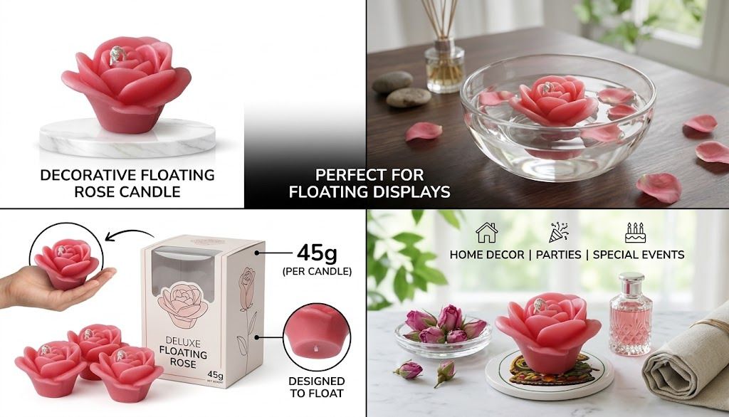 Decorative Floating Rose Candle Candle-image-5