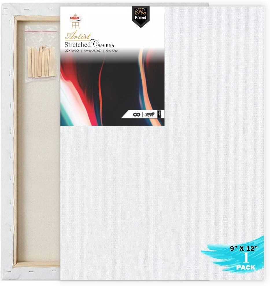 9" X 12" PRE STRETCHED CANVAS ARTIST QUALITY TRIPLE LAYER Cotton Medium Grain Stretched Canvas Board, Board Canvas, Canvas Pad, Pre Stretched Canvas (Set of 1)-image-11
