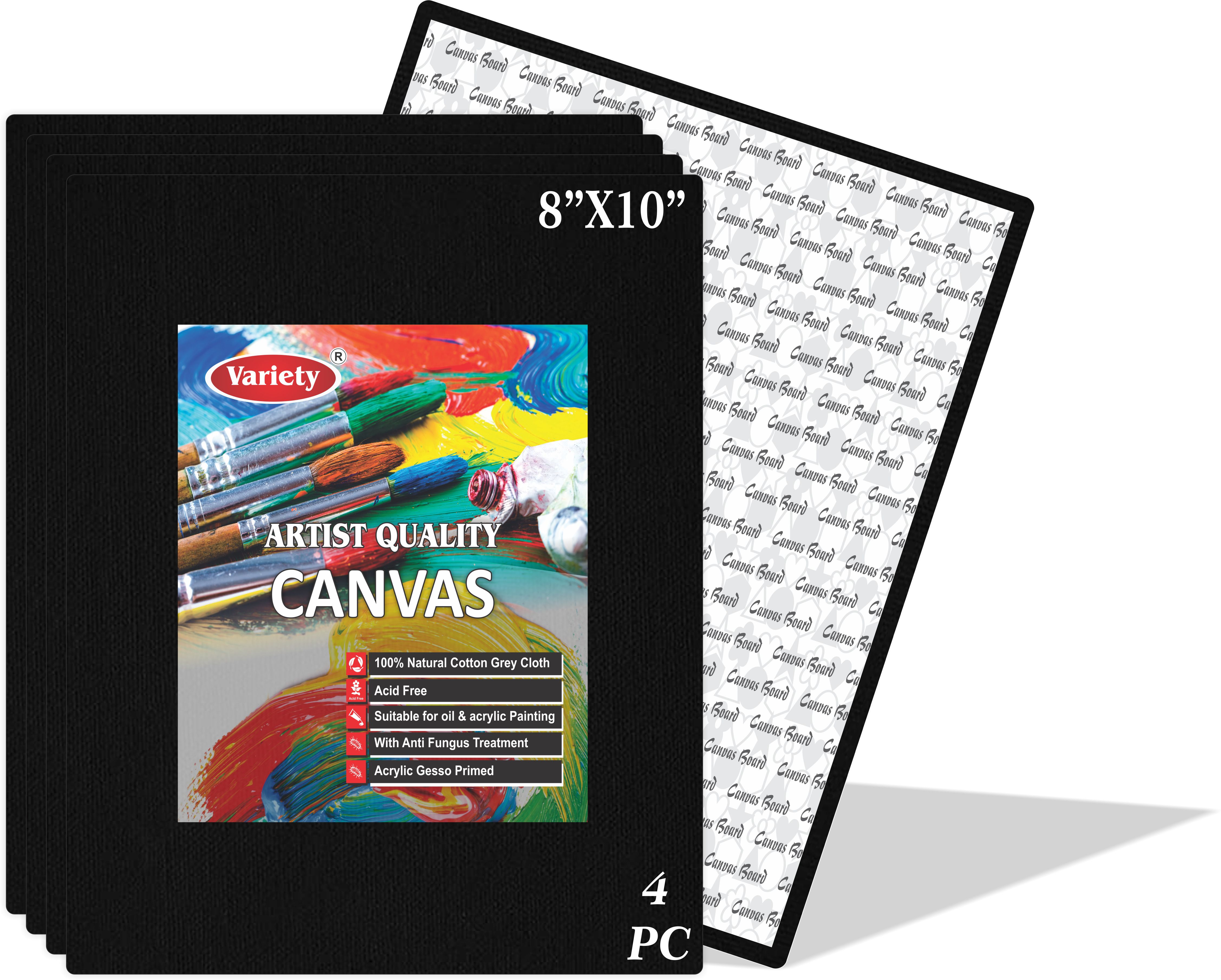 8" X 10" BLACK CANVAS BOARD Cotton Medium Grain Board Canvas, Primed Canvas Board (Set of 4)-image-20