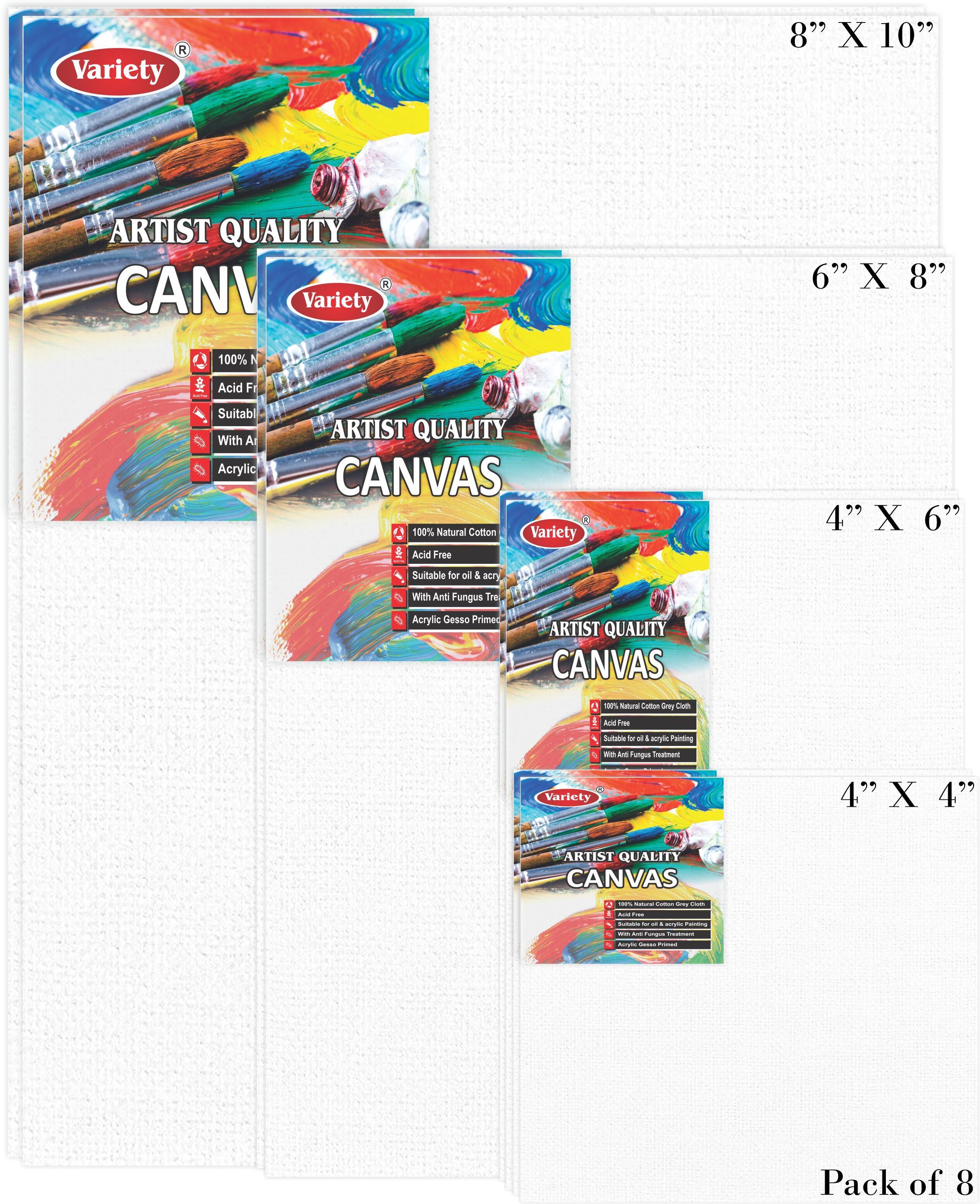 Board for Painting-8X10 6X8 4X6 4X4 2 pcs each Canvas Board Pack of 8 Cotton Acid Free Board Canvas (Set of 8)-image-33
