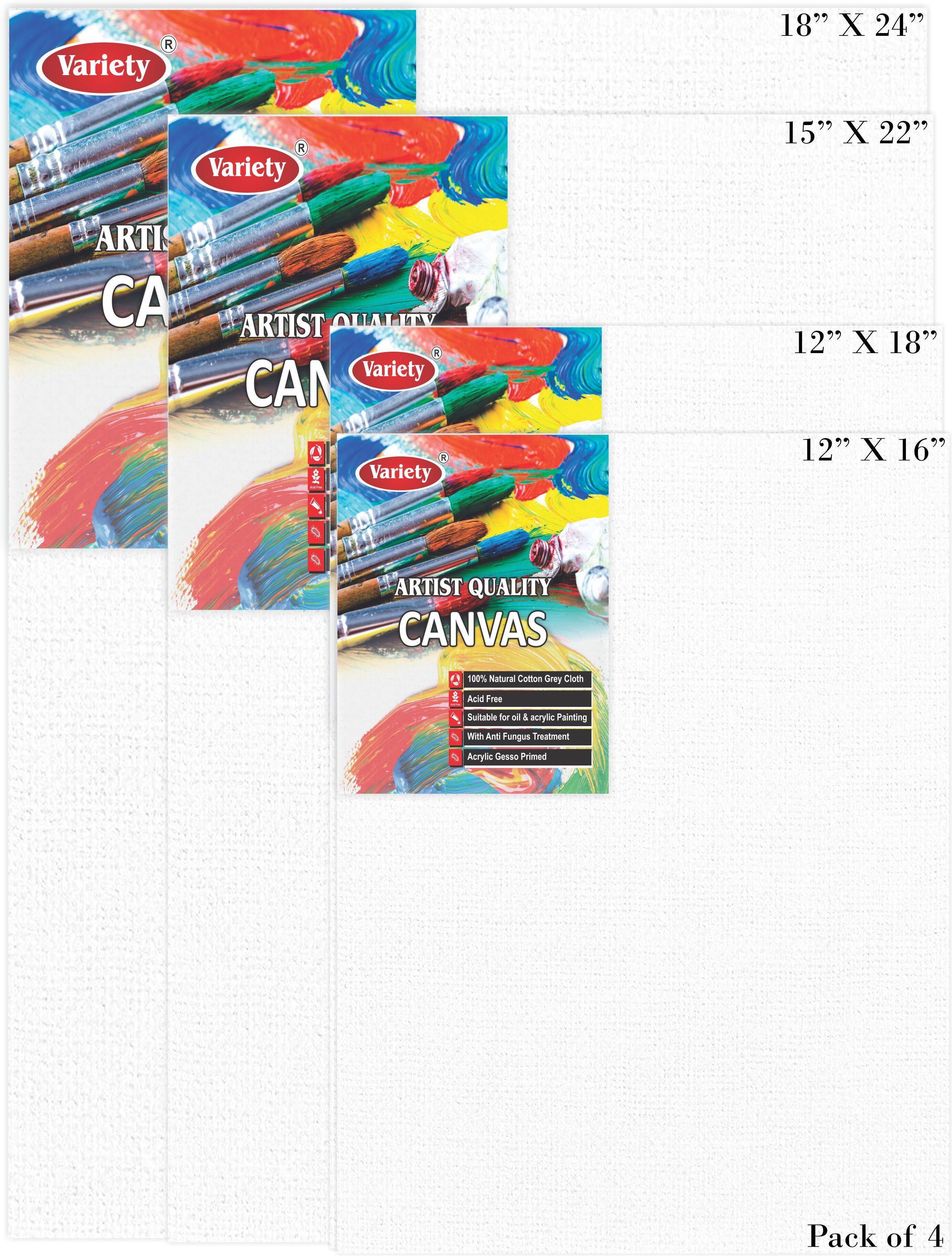 variety canvas Board for Painting-18X24 15X22 12X18 12X16 1 pcs each Canvas Board Pack of 4 Cotton Acid Free Board Canvas (Set of 4)-picture-11