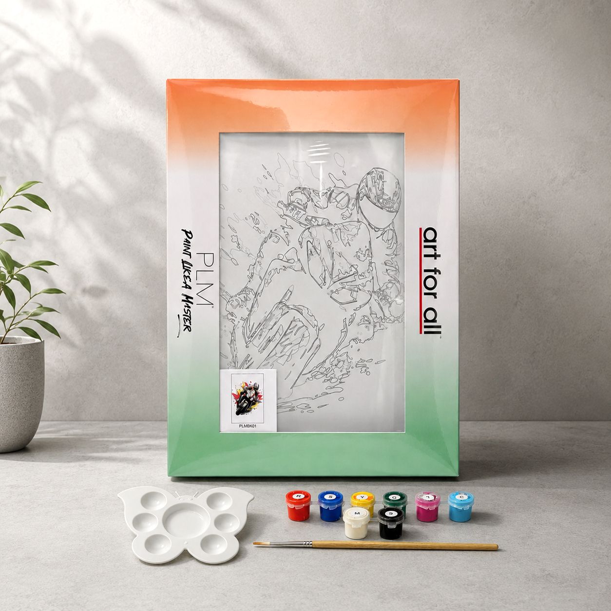 artezee Master Mini Kit Bike Rider Black DIY Canvas Painting Kit with Colors, Brush Cotton Acrylic Coated Canvas Pad (Set of 1)-picture-47