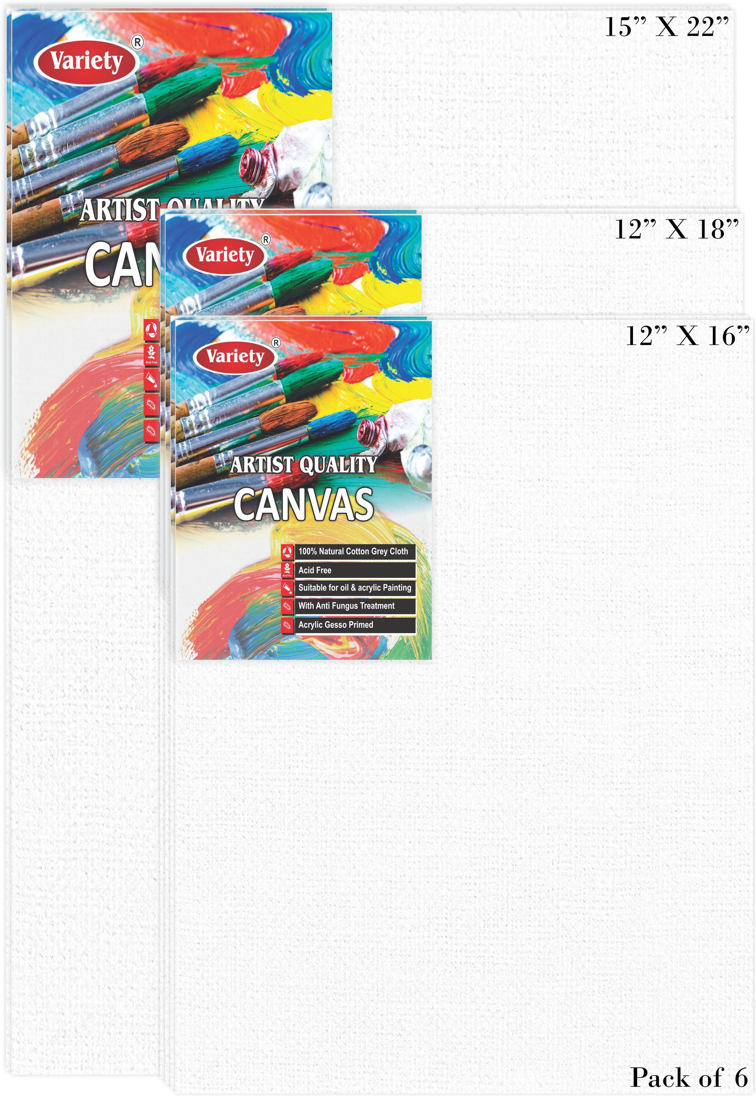 Board for Painting-15X22 12X18 12X16 2 pcs each Canvas Board Pack of 6 Cotton Acid Free Board Canvas (Set of 6)-image-32