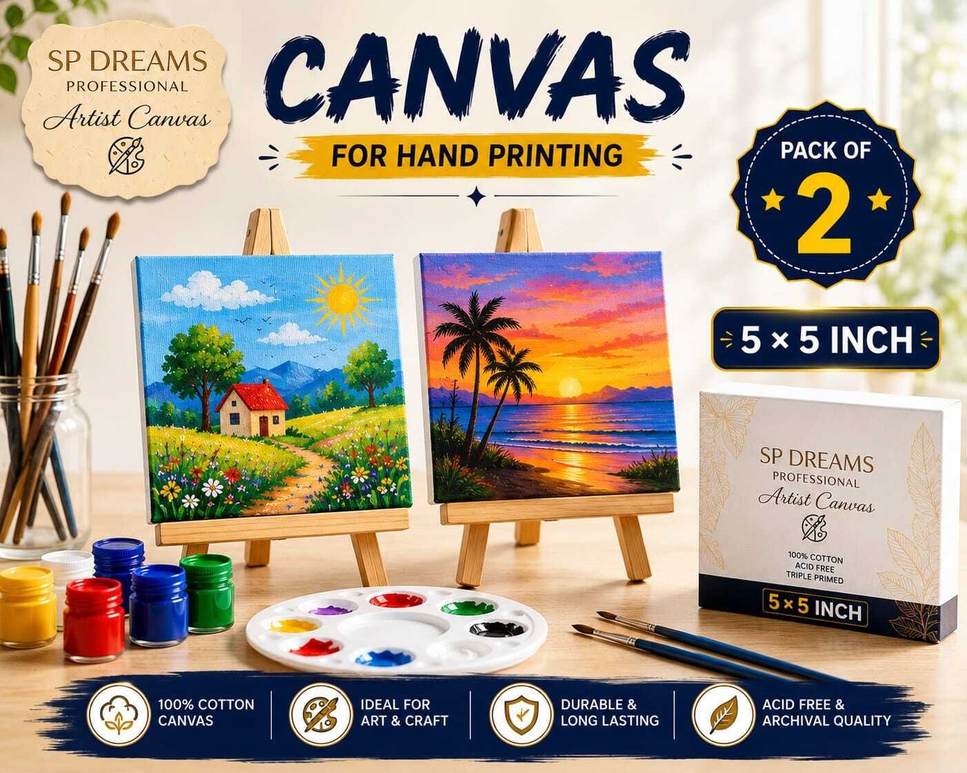 SP DREAMS CANVAS 5X5 Cotton Soft Touch Board Canvas (Set of 2)-picture-32