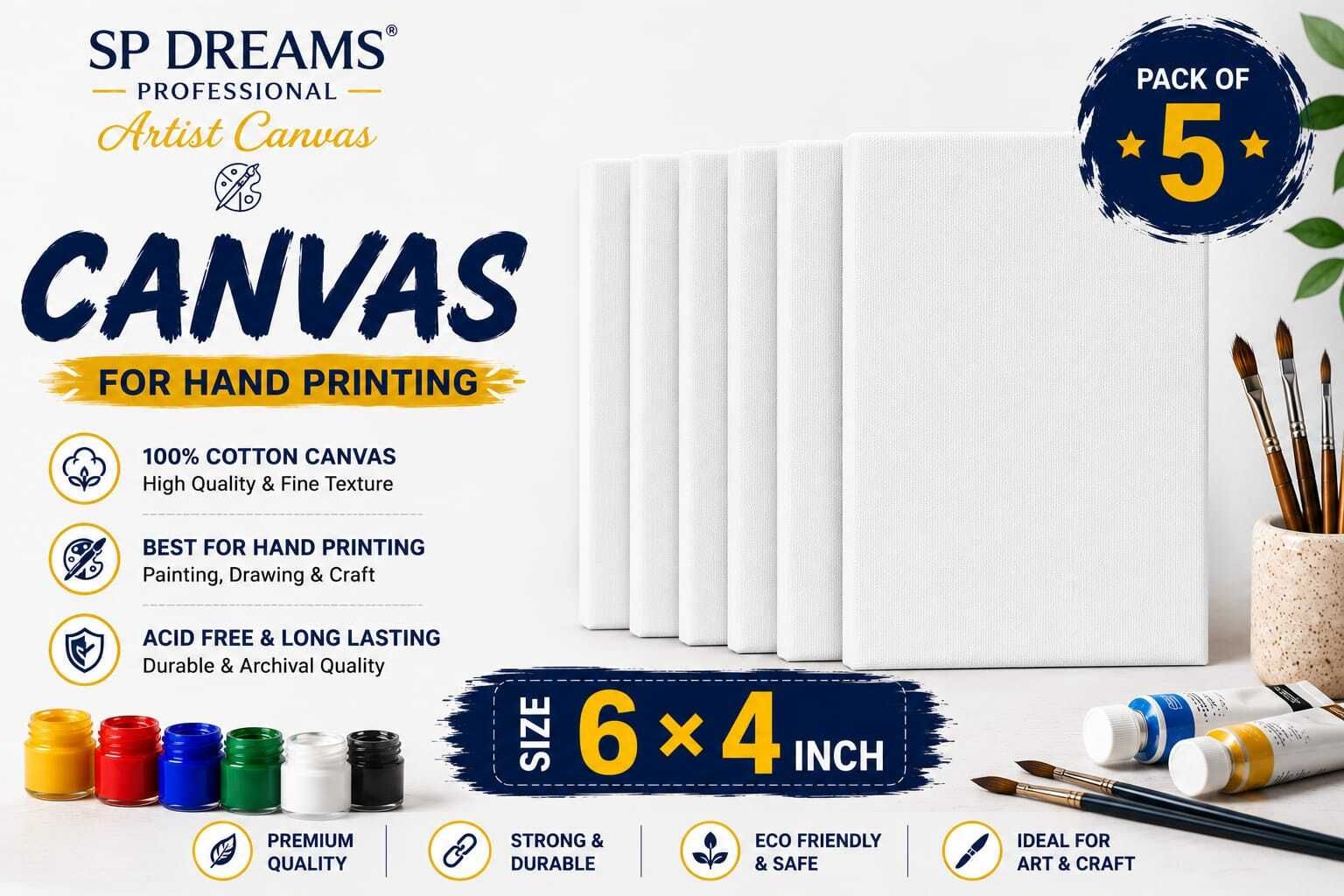 SP DREAMS CANVAS 6X4 Cotton Soft Touch Board Canvas (Set of 5)-image-21