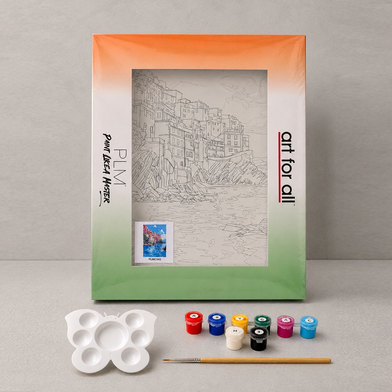 artezee Master Mini Kit Coastal Village DIY Canvas Painting Kit with Colors, Brush Cotton Acrylic Coated Canvas Pad (Set of 1)-picture-11
