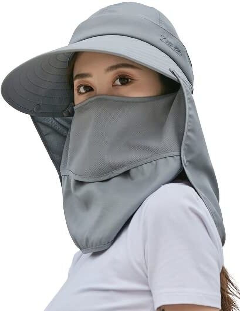 TREXEE Women Wide Brim Face Mask Sun Hat Sunvisor Detachable Neck Face Flap-picture-23