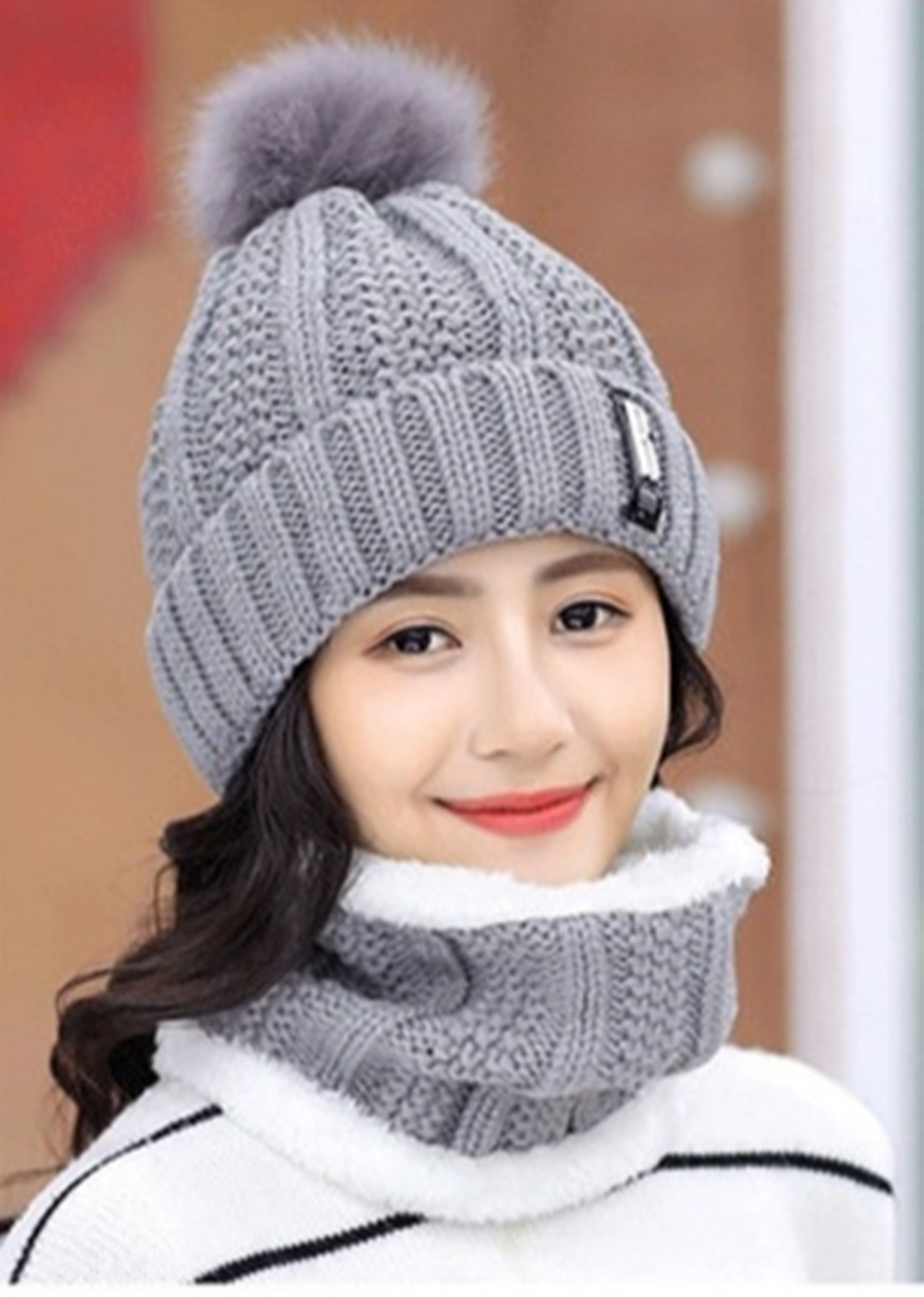 winity Winter Woolen Warm Beanie (Fur Inside Soft Pompom on top) Winter caps for Women Beanie-picture-15
