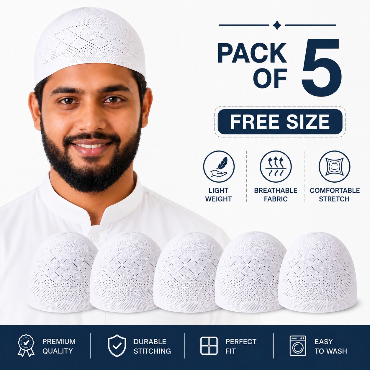 al falah traders Solid Prayer Cap-picture-25