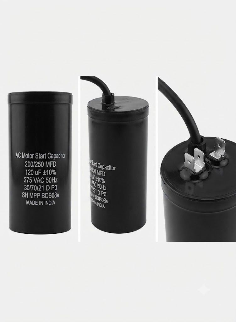 pmh Motor Start Capacitor, 200/250 MFD, 275 VAC, 120 µF, 50Hz, Black (pack of 1)(MS) Power Capacitor-picture-24
