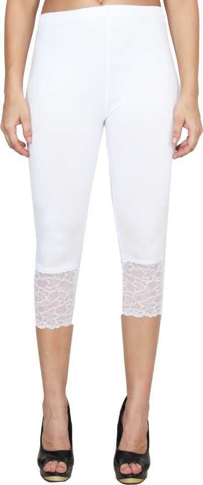 Women's Stylish Net Capri Leggings Women White Capri
