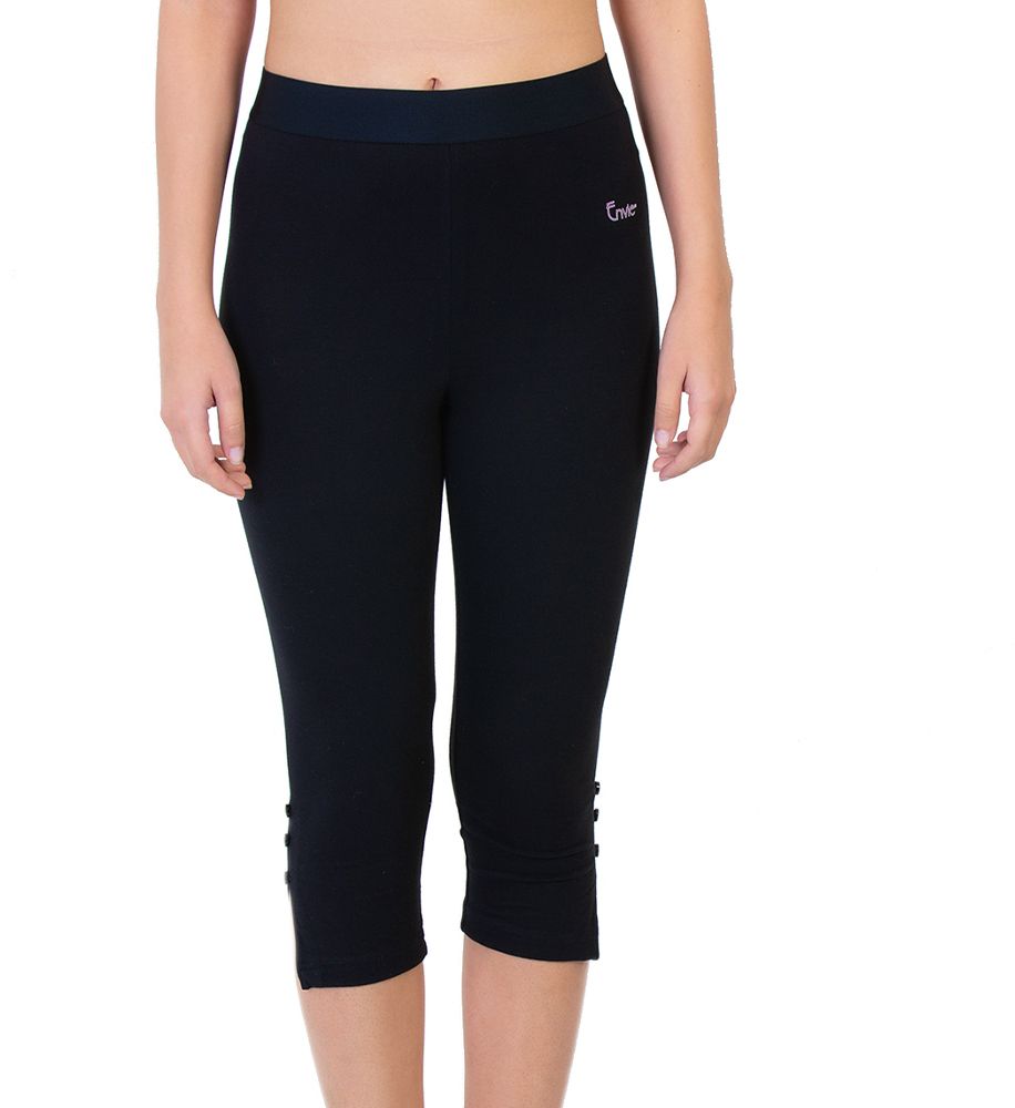 Women 3/4th Cotton Capris Pants Women Black Capri-image-8
