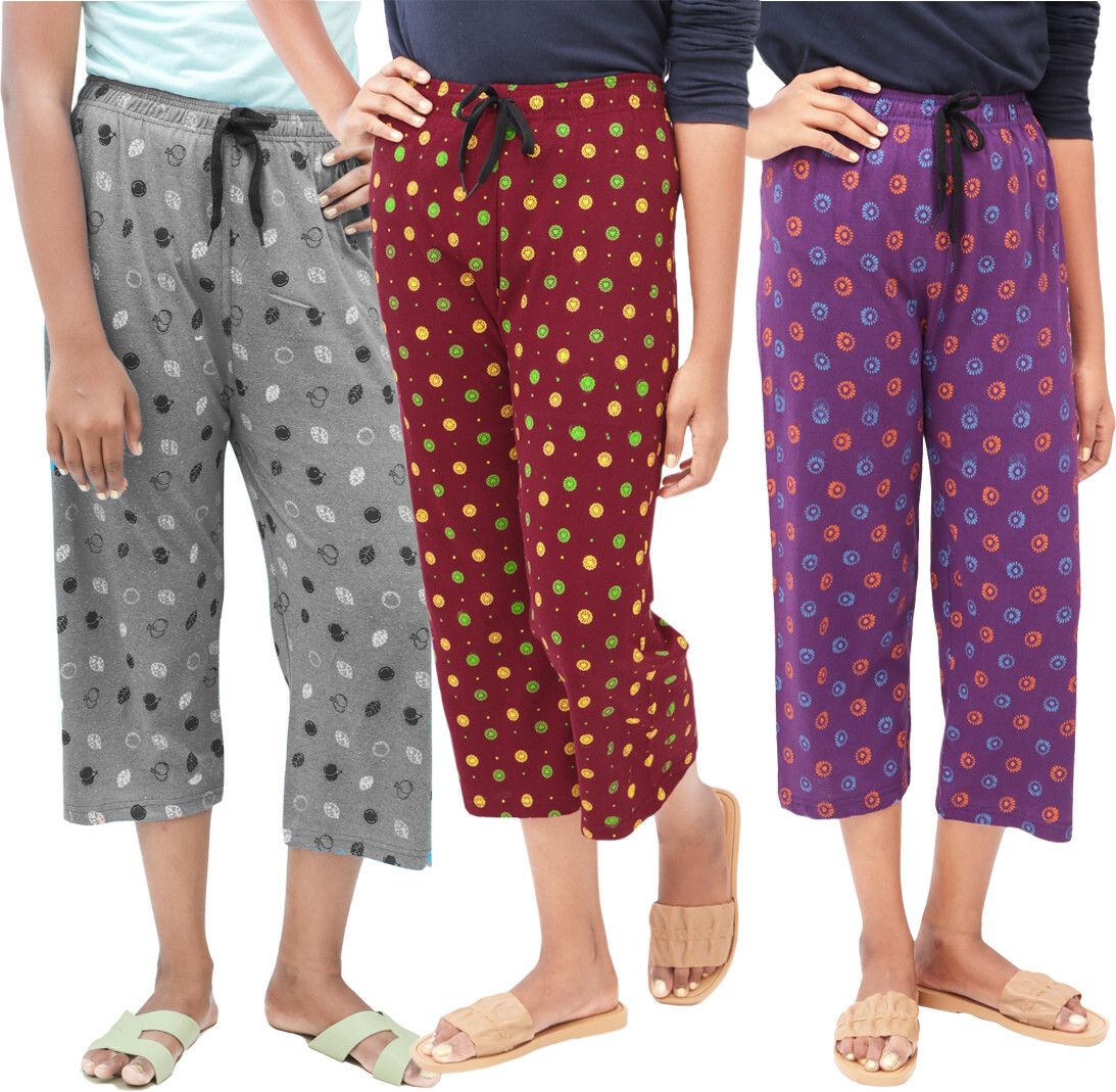 Women Maroon, Grey, Purple Capri-image-33