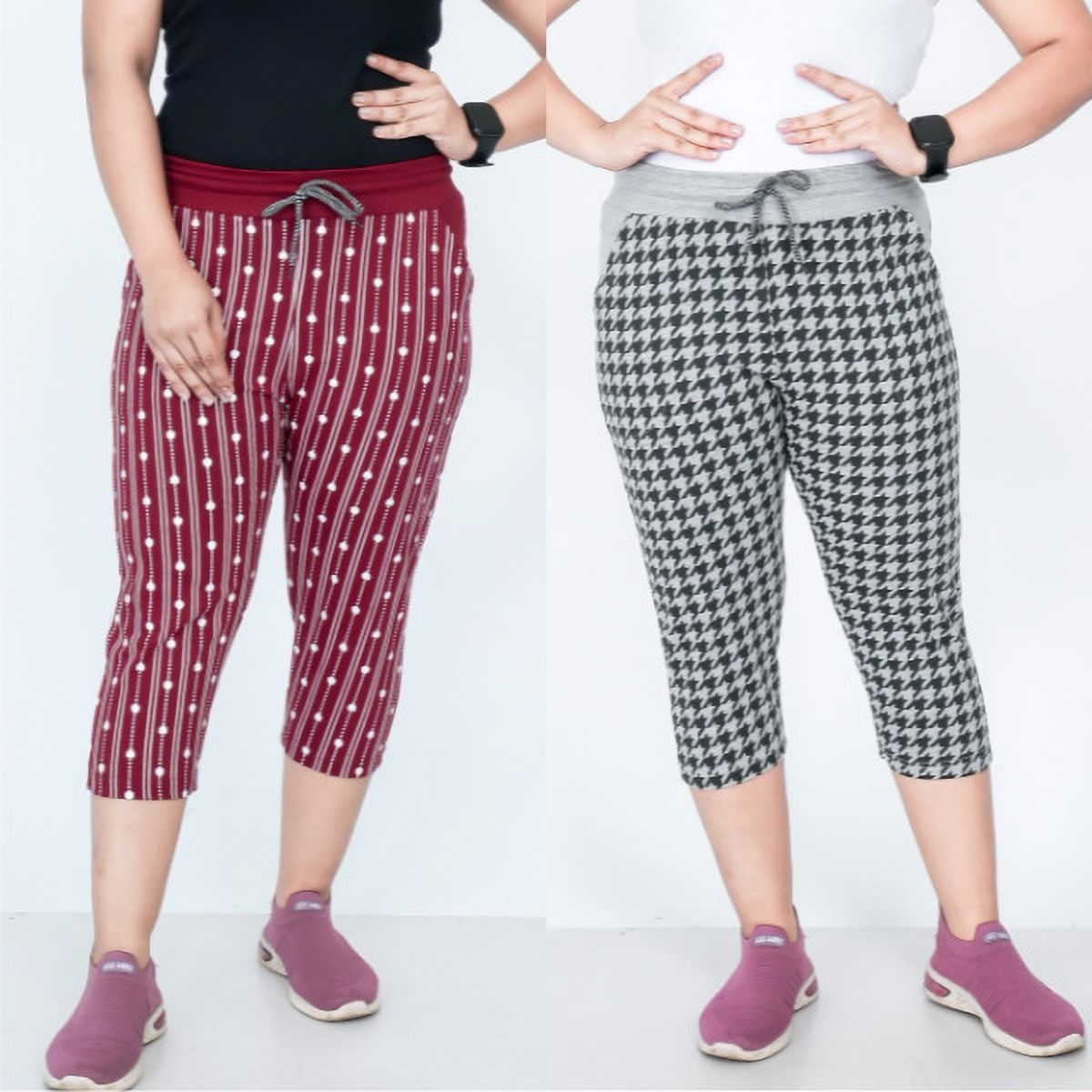 spycraft girls Women Maroon, Grey Capri-picture-13