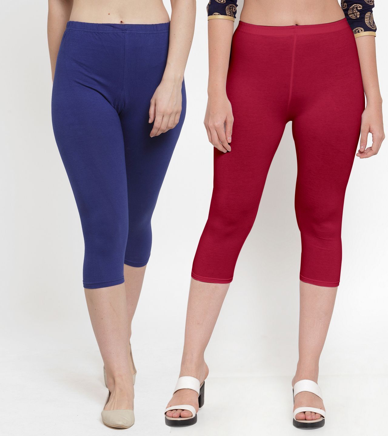 bamboo breeze Women Blue, Maroon Capri-picture-4