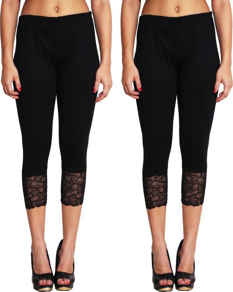 snowball Women's Stylish Net Capri Leggings Women Black, Black Capri-picture-17