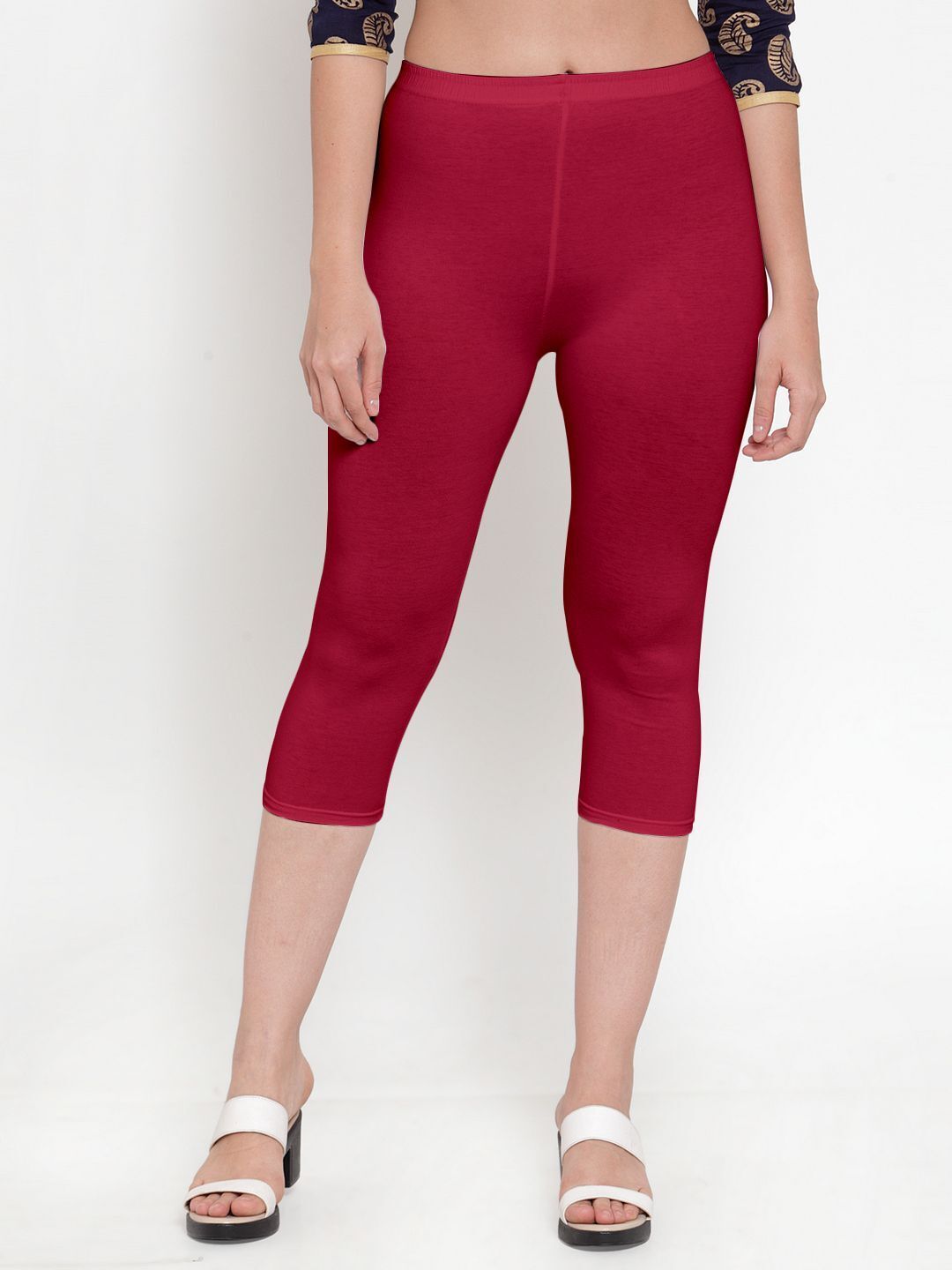 bamboo breeze Women Maroon Capri-picture-48