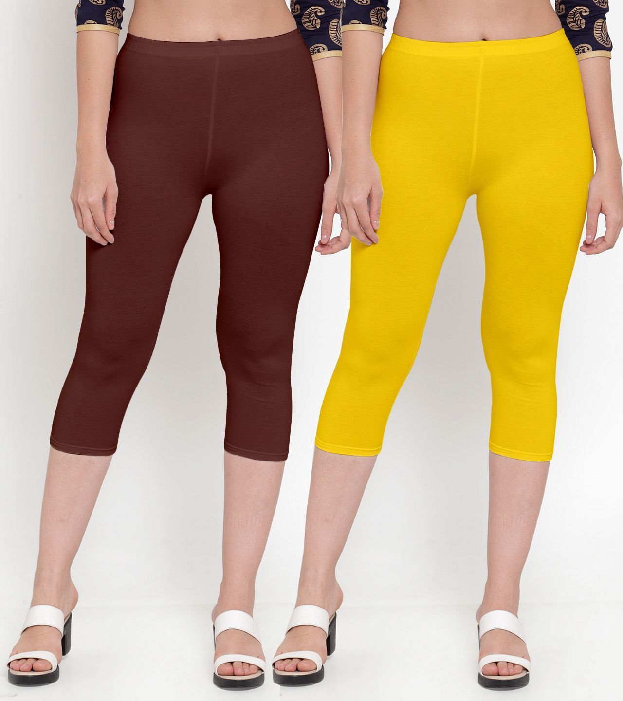bamboo breeze Women Yellow, Brown Capri-picture-35