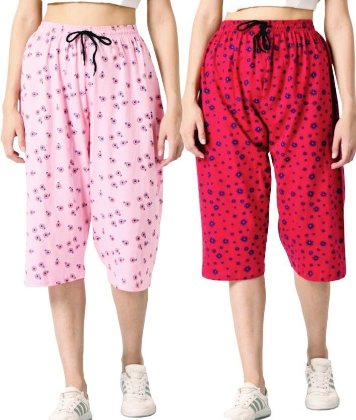 Kunjus Loose Fit Capris Pack of 2 for Women Prints and Colours may Vary Women Multicolor Capri-image-19