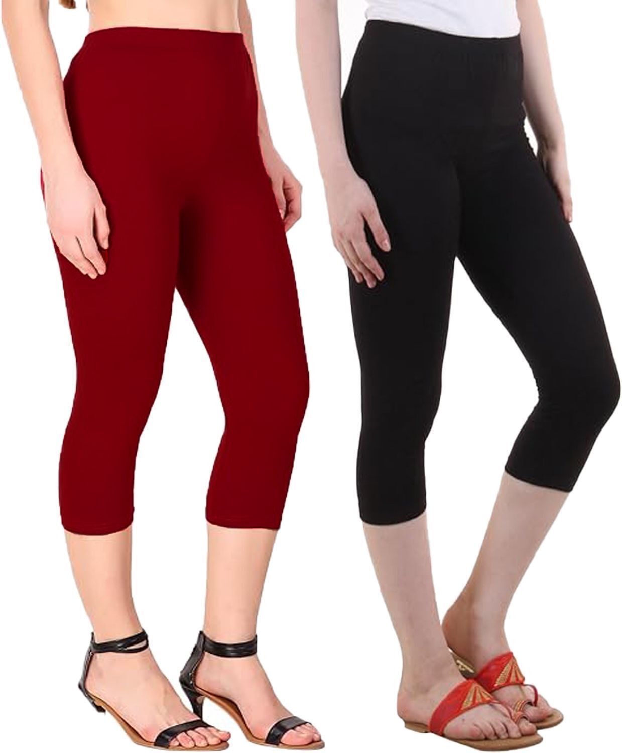 Women Black, Maroon Capri-image-18