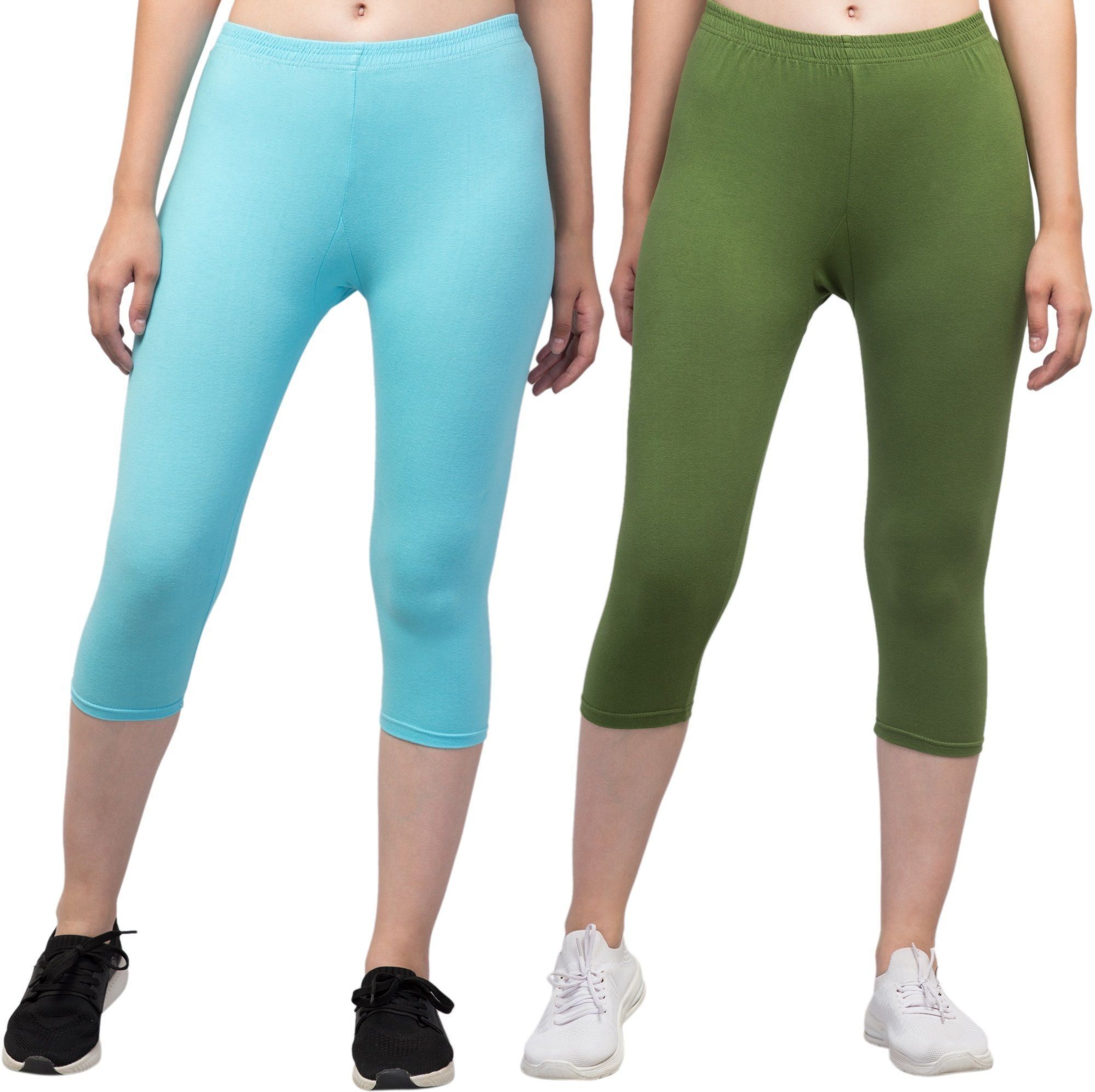 klowtcotrend Women Light Blue, Dark Green Capri-picture-16