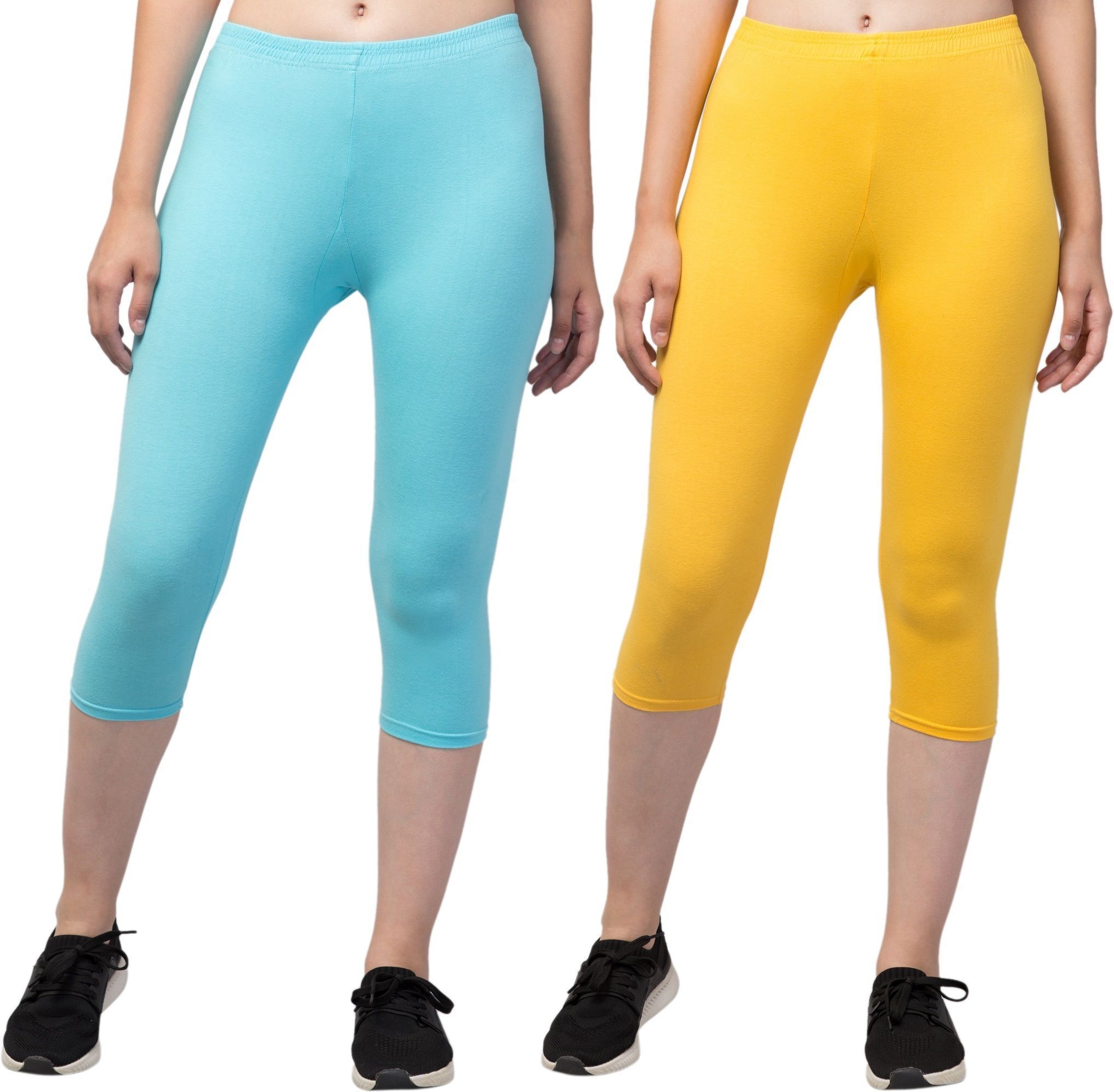 klowtcotrend Women Light Blue, Yellow Capri-picture-6