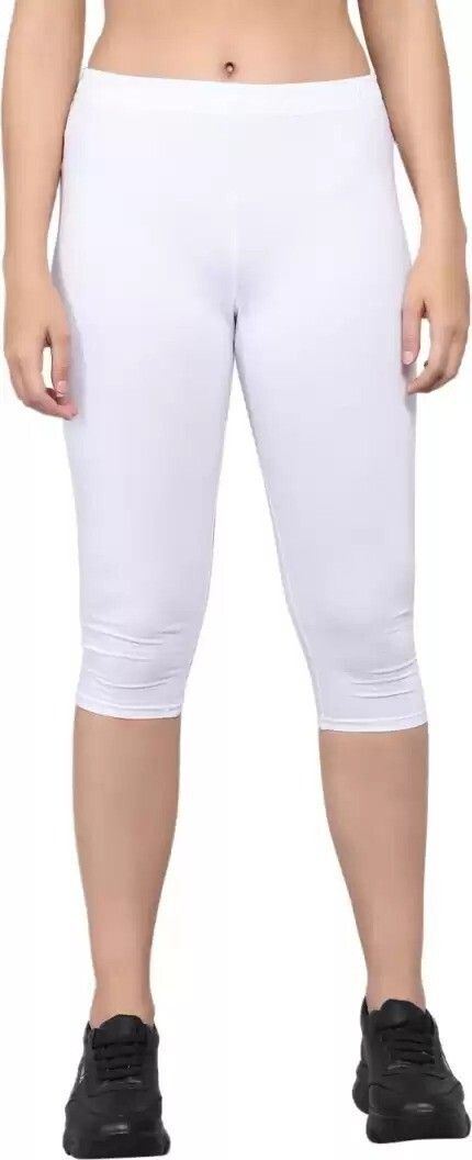surti enterprises Women cotton lycra capri Women White Capri-picture-12