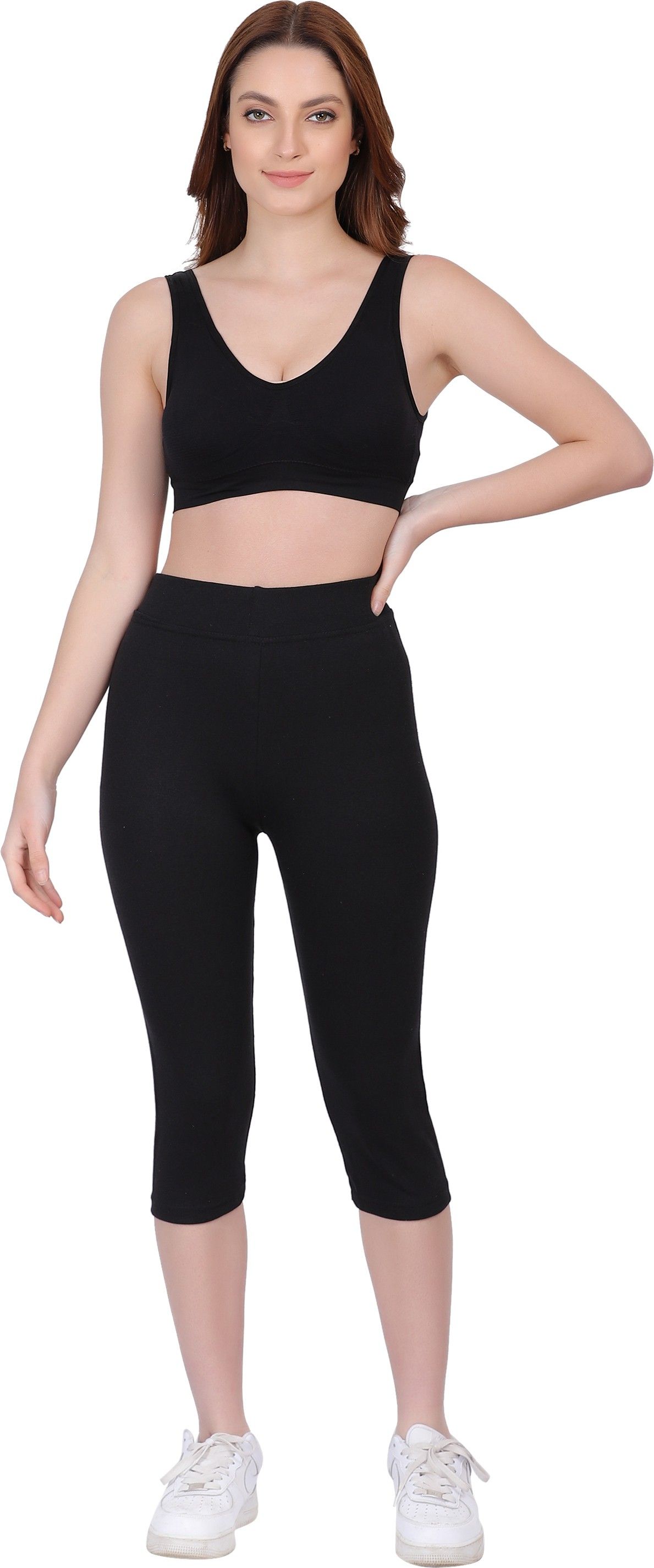 PREMIUM QUALITY WOMEN CAPRI FREE SIZE Women Black Capri