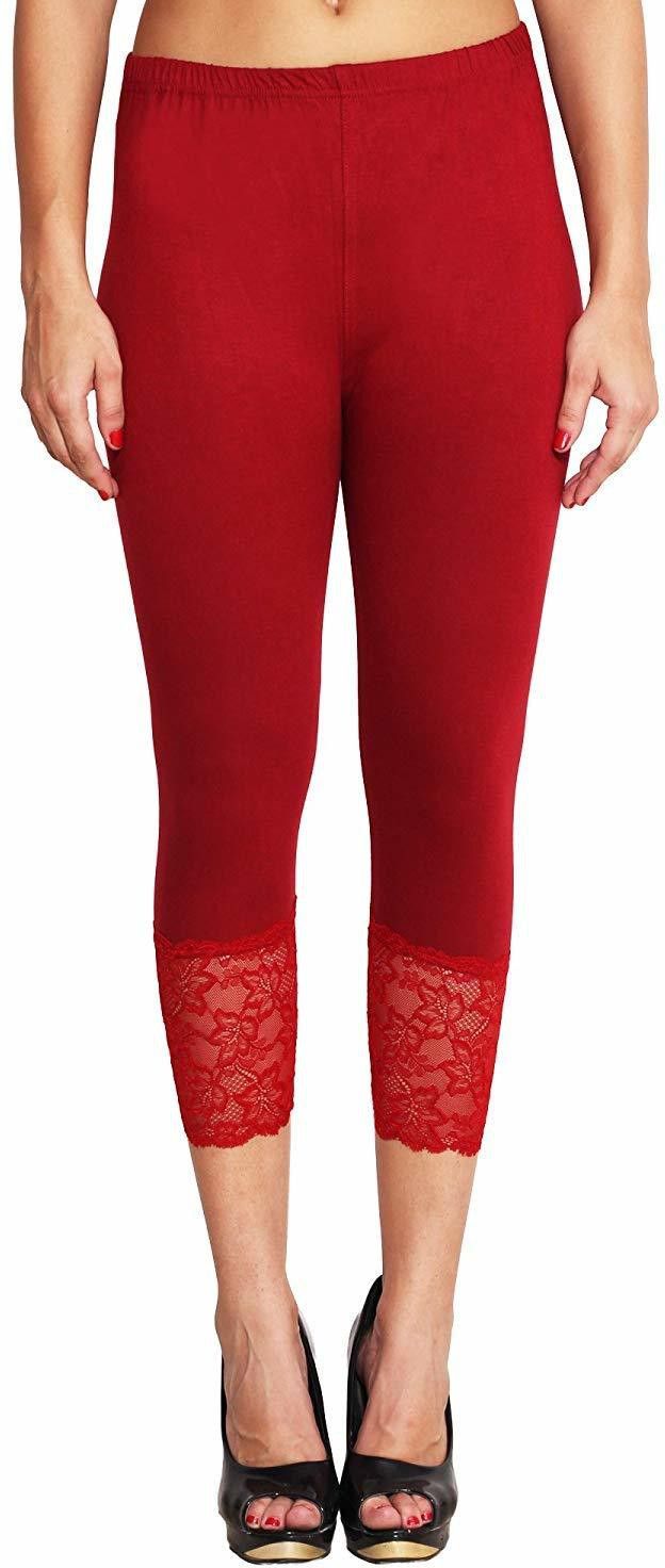 snowball Women's Stylish Net Capri Leggings Women Maroon Capri-picture-28