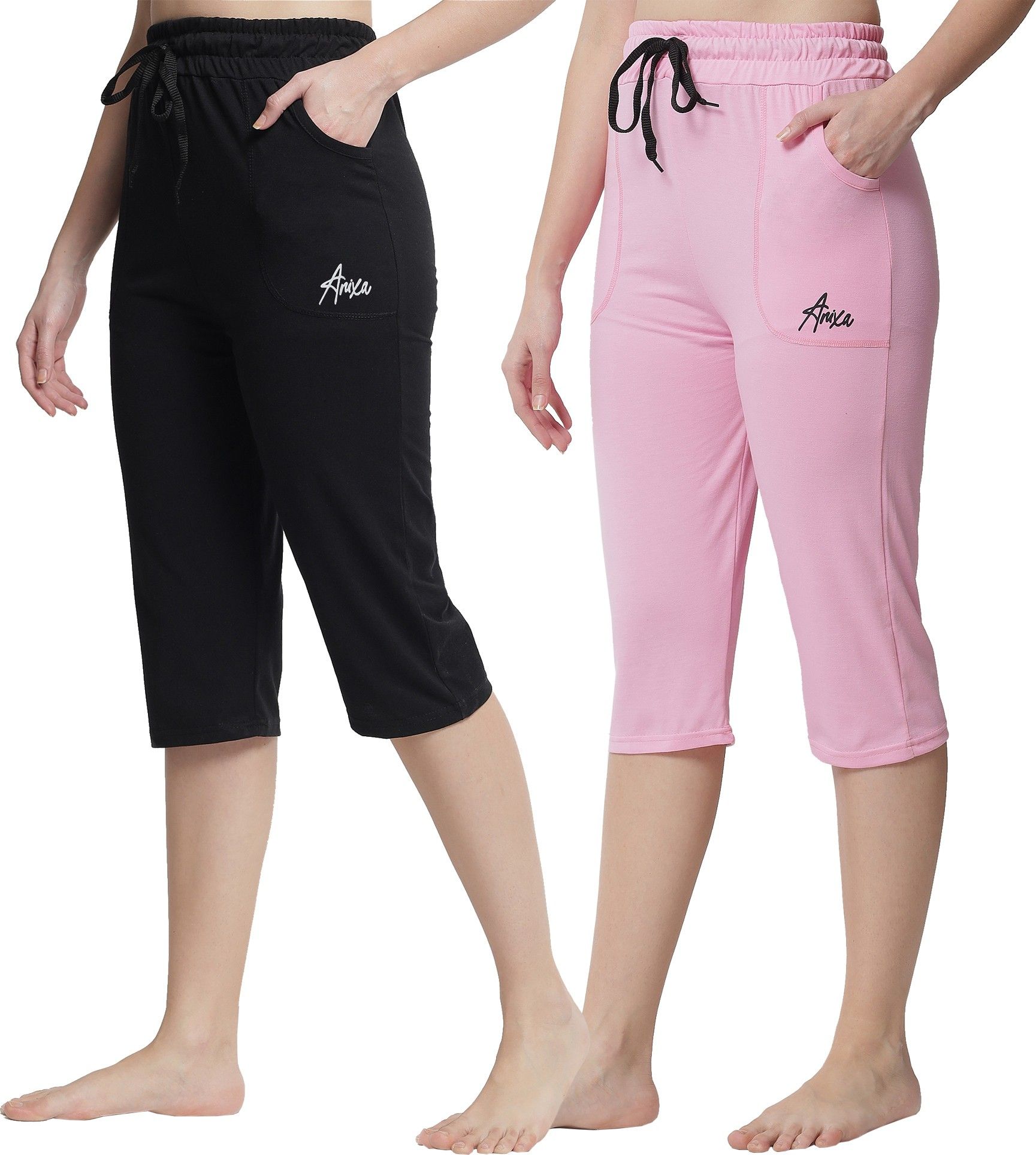 anixa Women Black, Pink Capri-picture-26