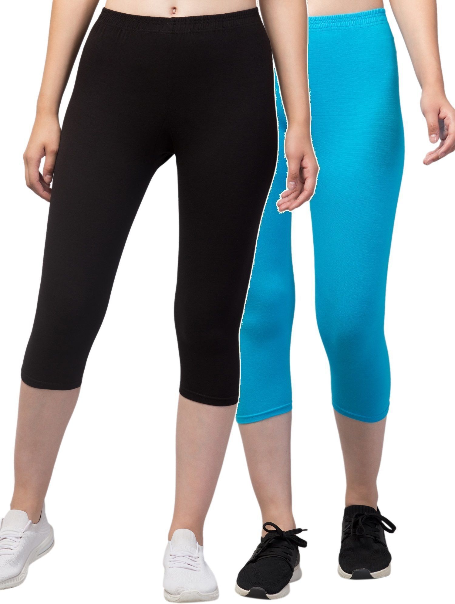klowtcotrend Women Light Blue, Black Capri-picture-14