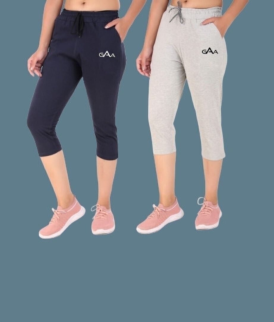 Women Dark Blue, White Capri-image-48