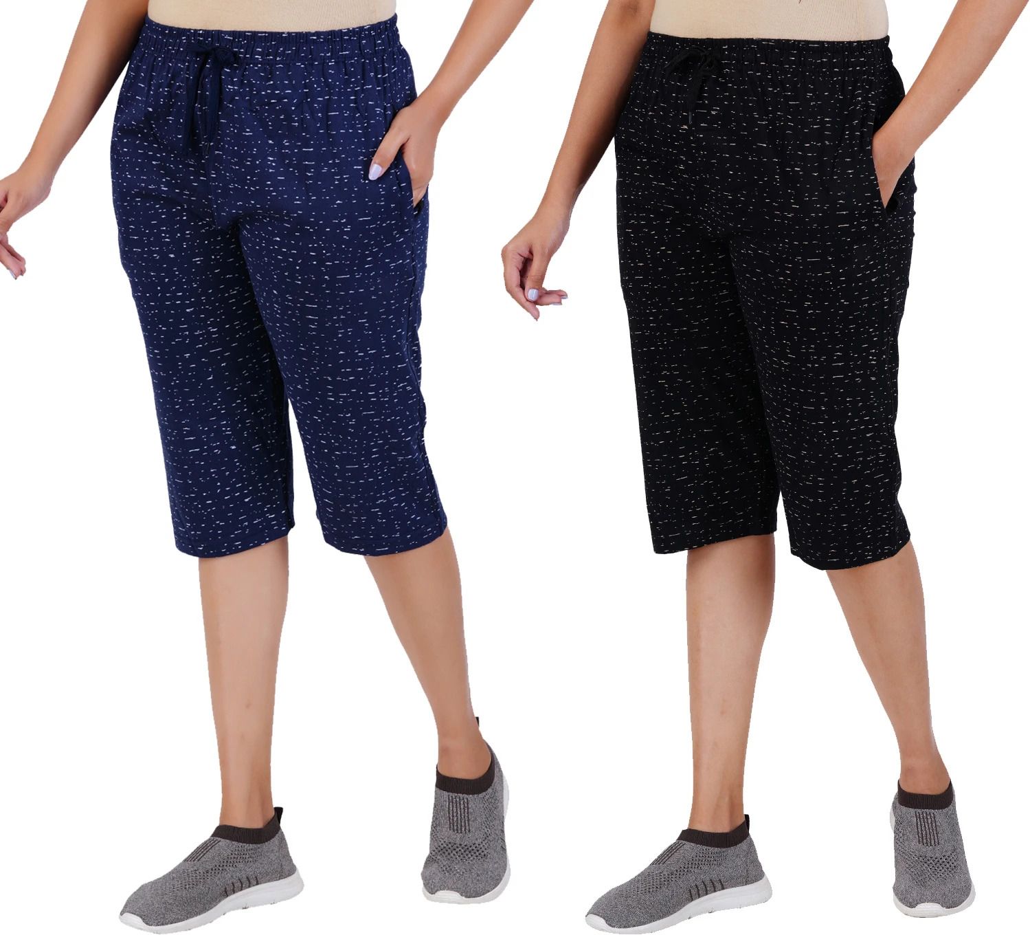 feel track Women Black, Dark Blue Capri-picture-40
