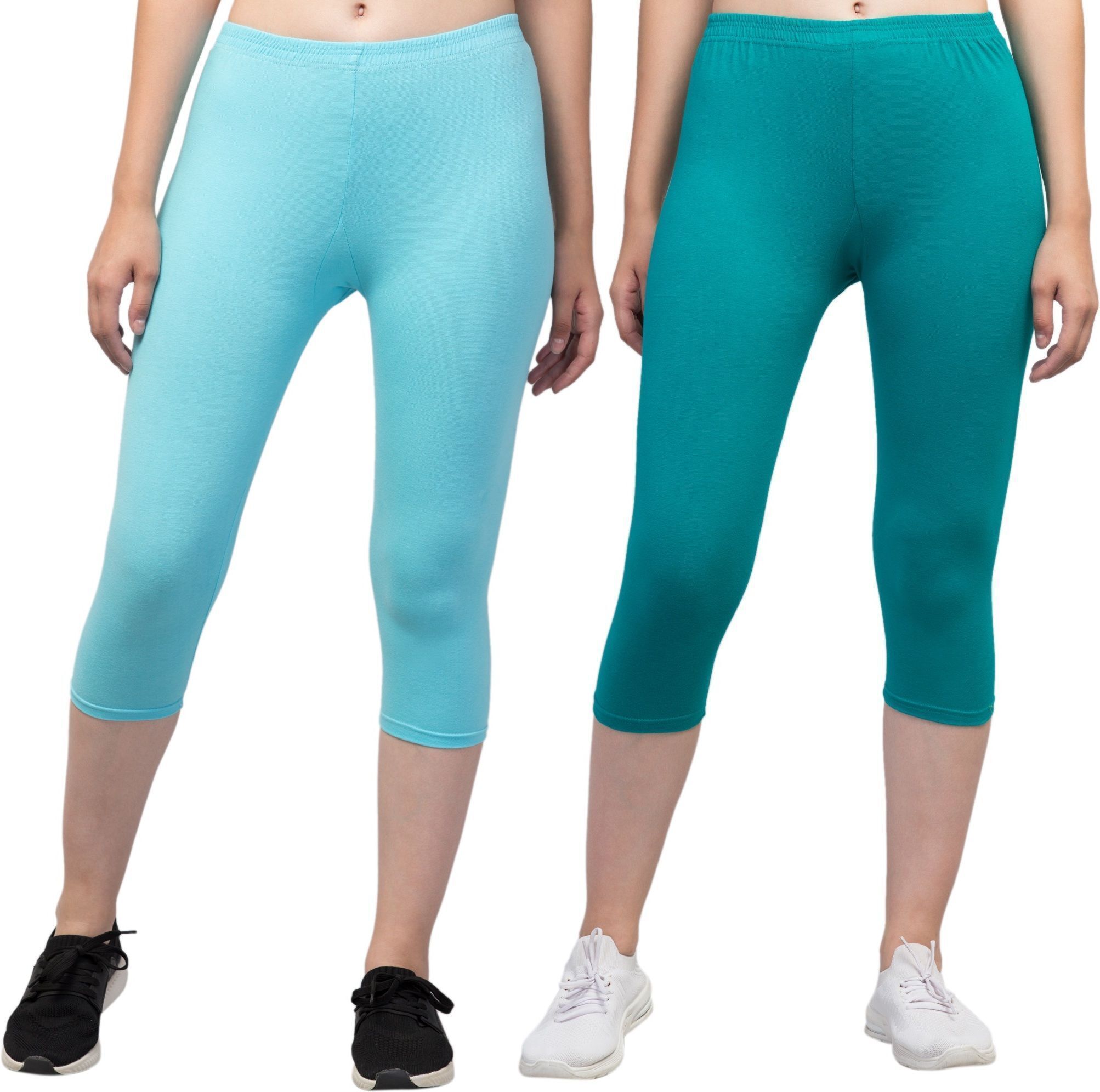 the klowt co Women Light Blue, Green Capri-picture-15