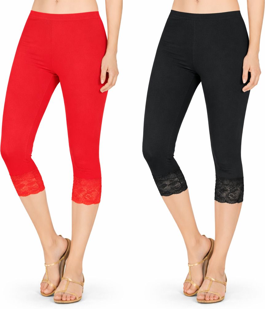 bamboo breeze Net capri Women Red, Black Capri-picture-17
