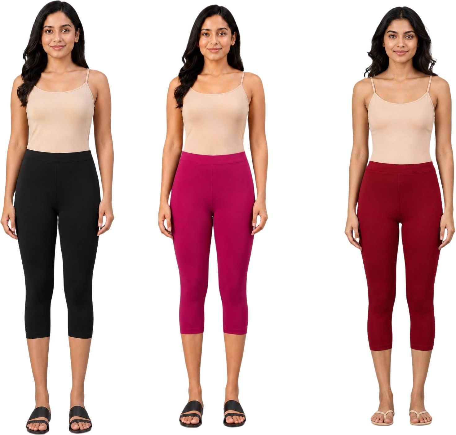 Tony Max Capri Leggings Pack of 3 Women Multicolor Capri-image-0