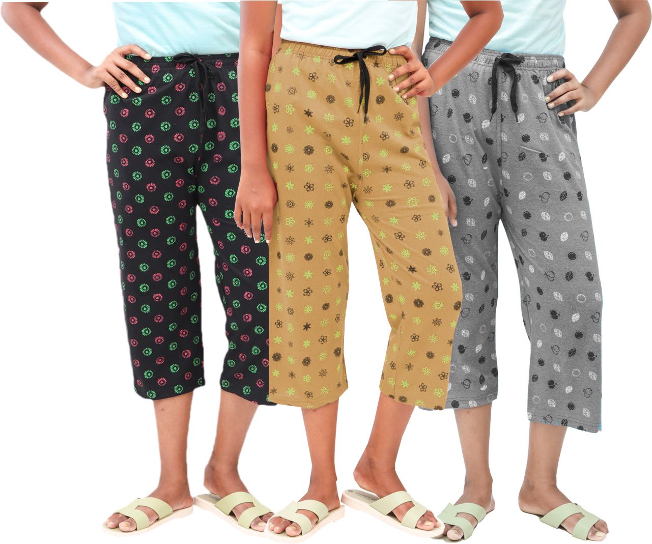 afra WOMEN PRINT CAPRI PANT Women Reversible Multicolor Capri-picture-13