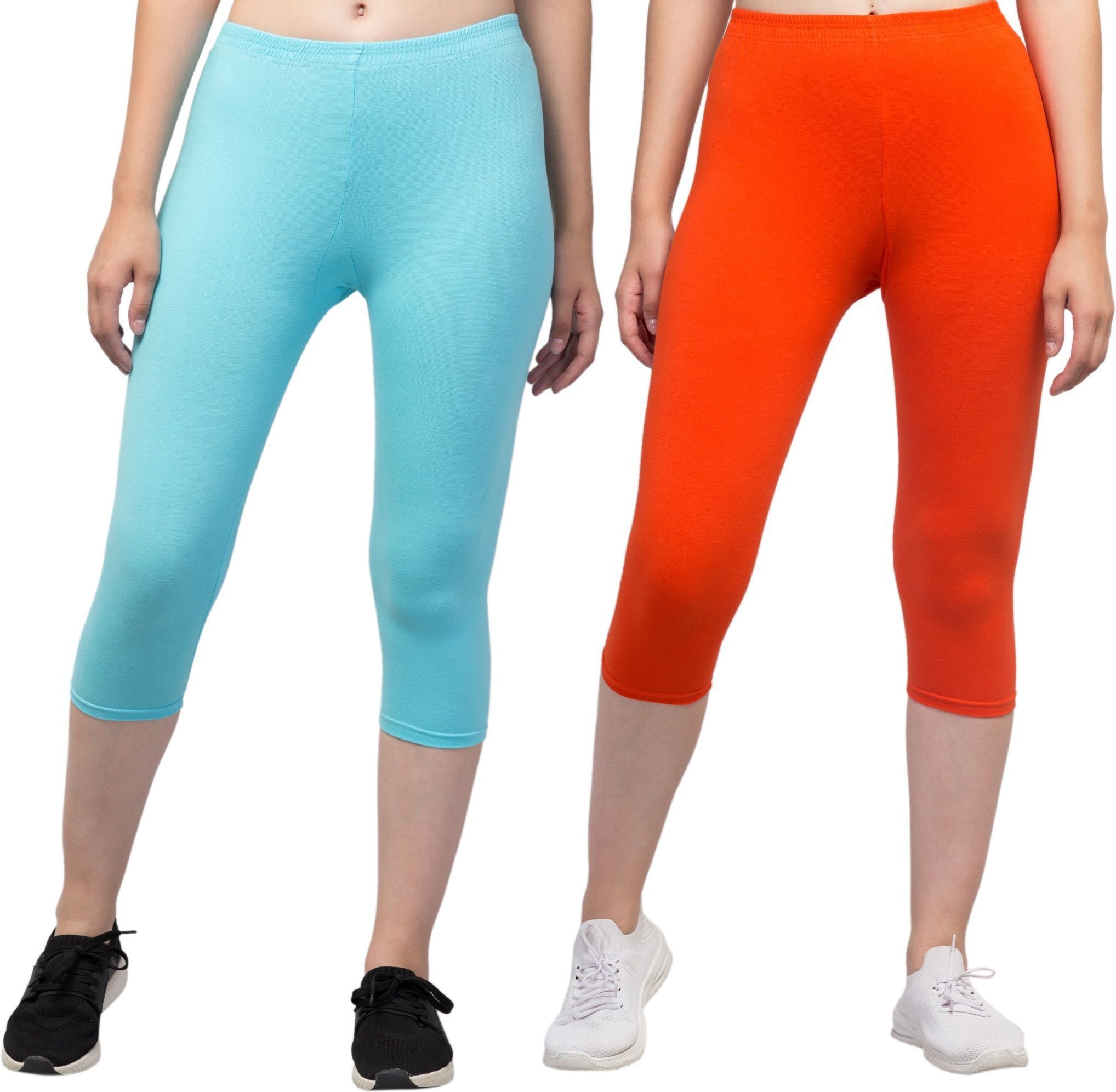 klowtcotrend Women Light Blue, Orange Capri-picture-12