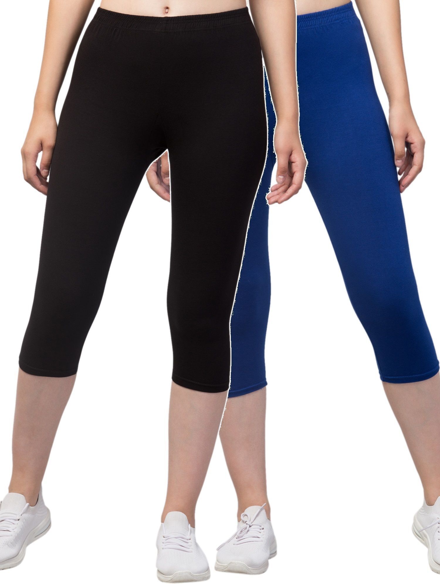 klowtcotrend Women Light Blue, Black Capri-picture-9