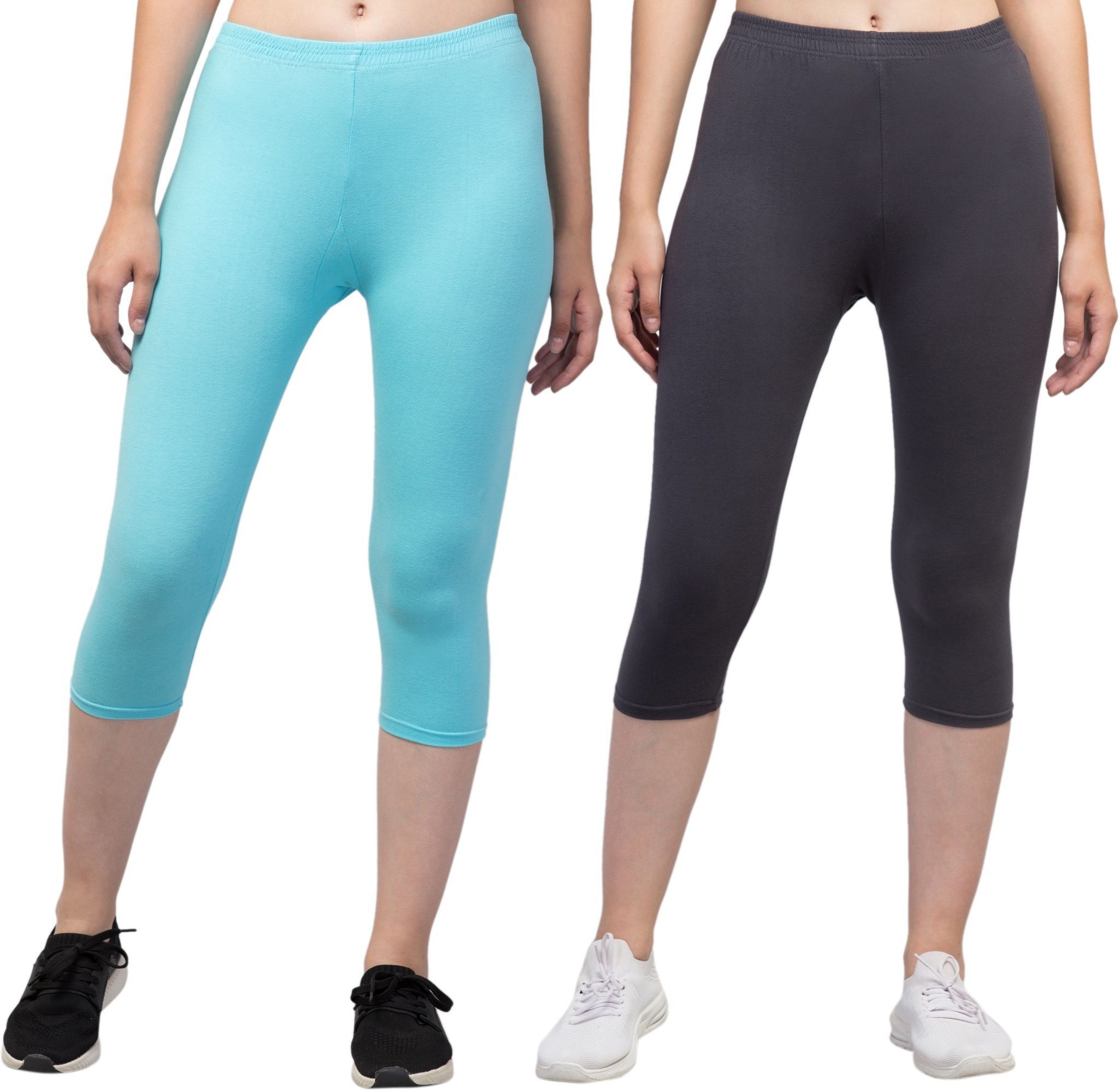 klowtcotrend Women Light Blue, Grey Capri-picture-16