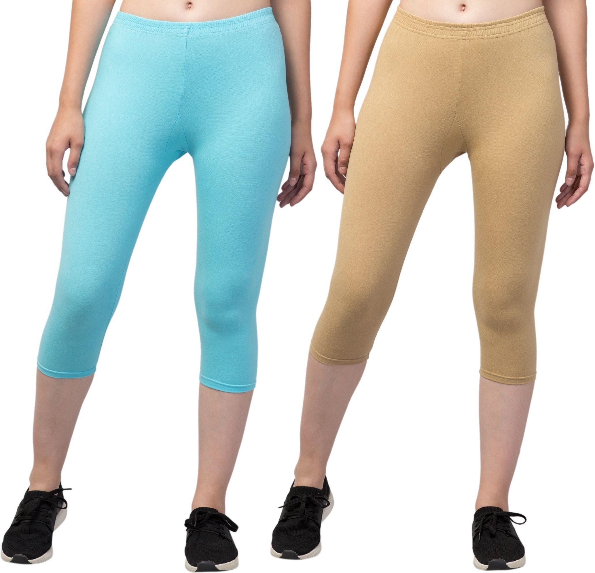 klowtcotrend Women Light Blue, Beige Capri-picture-32