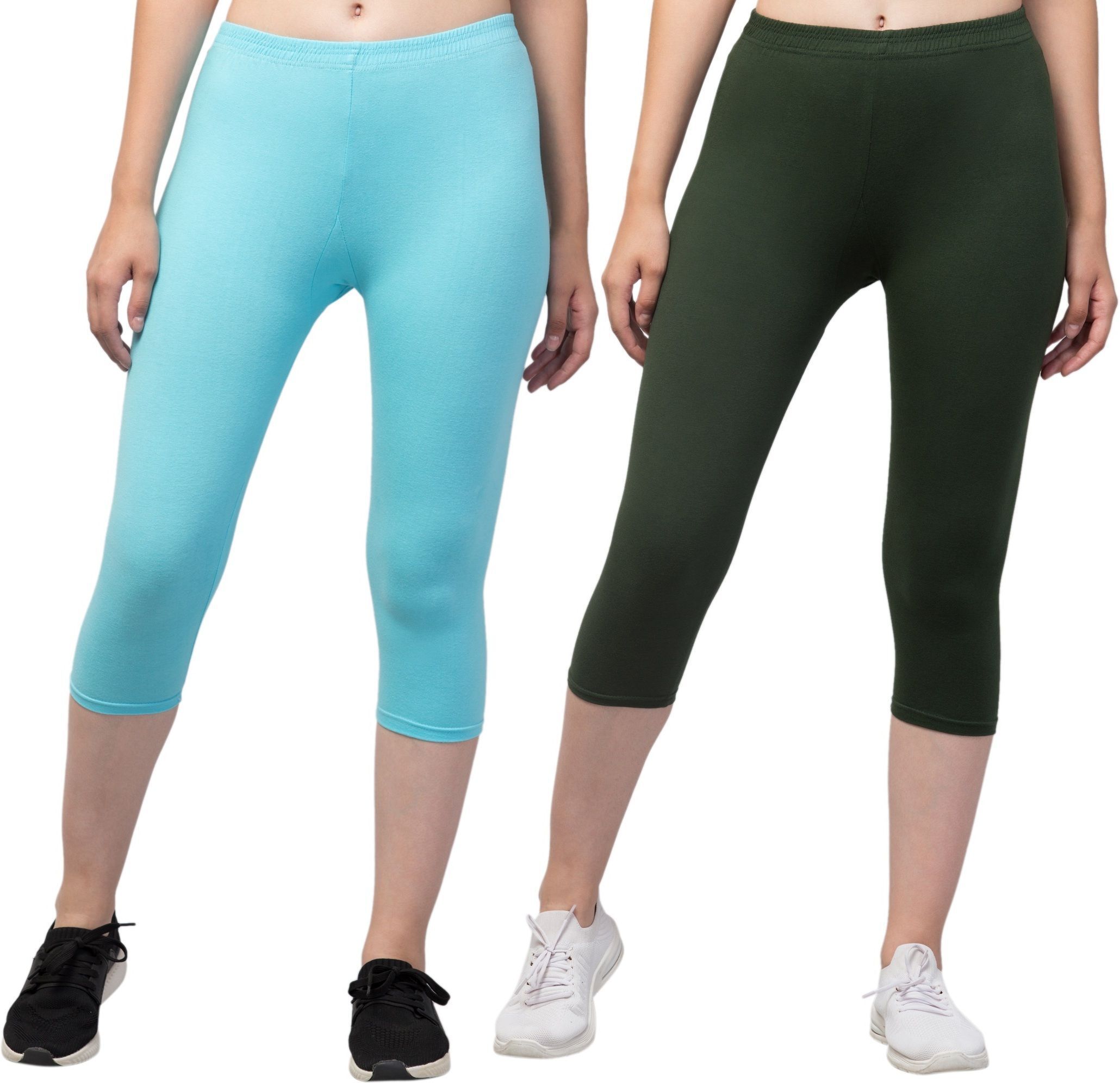 Women Light Blue, Dark Green Capri-image-13