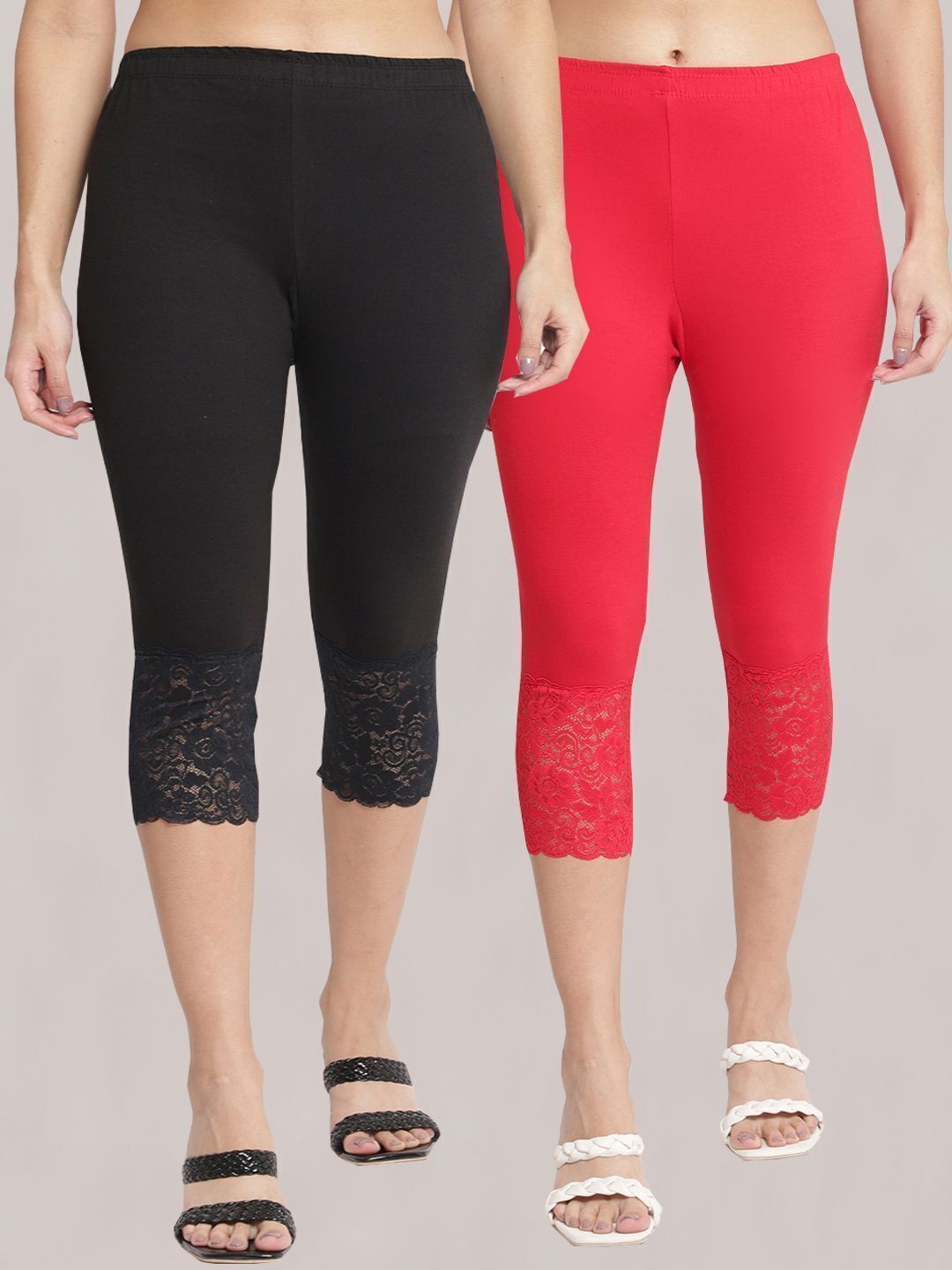 bamboo breeze Women Black, Red Capri-picture-36
