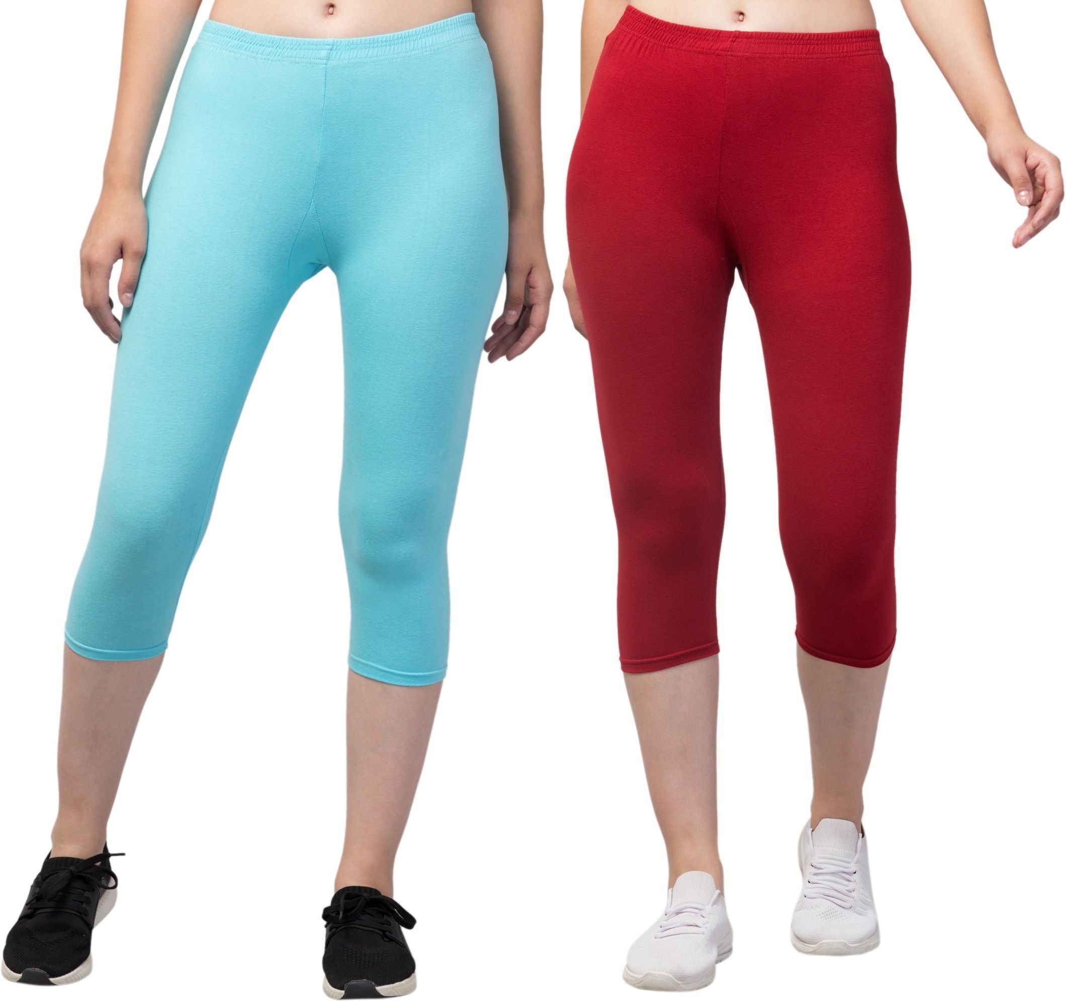 klowtcotrend Women Light Blue, Maroon Capri-picture-13