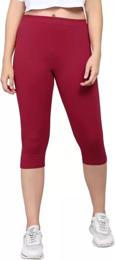surti enterprises Women cotton lycra capri Women Maroon Capri-picture-18