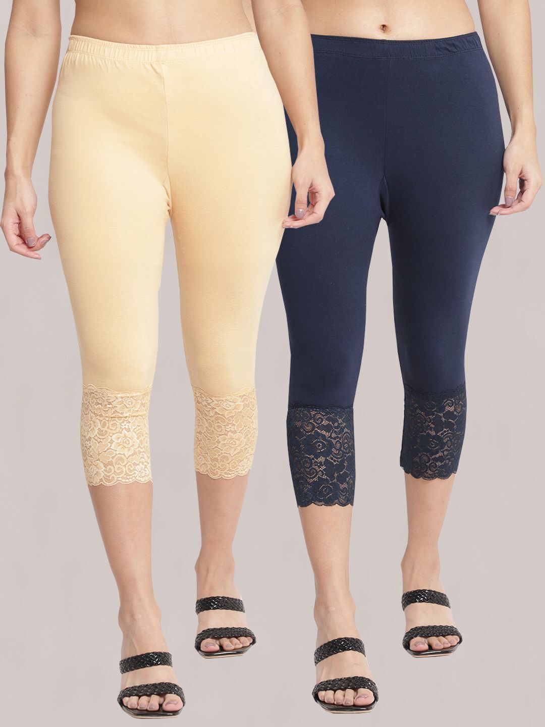 bamboo breeze Women Beige, Dark Blue Capri-picture-48
