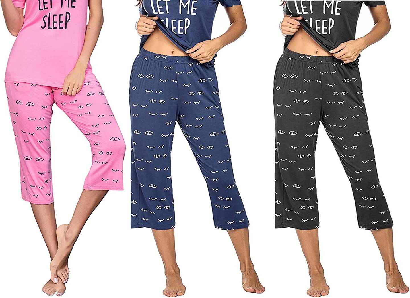 Women printed Night Pant Women Pink, Blue, Black Capri-image-25