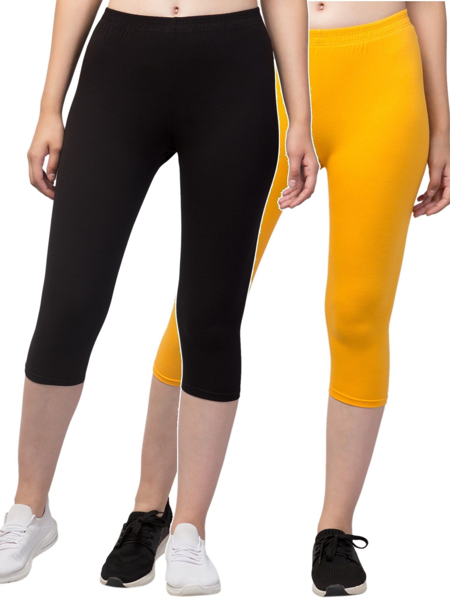 klowtcotrend Women Yellow, Black Capri-picture-23