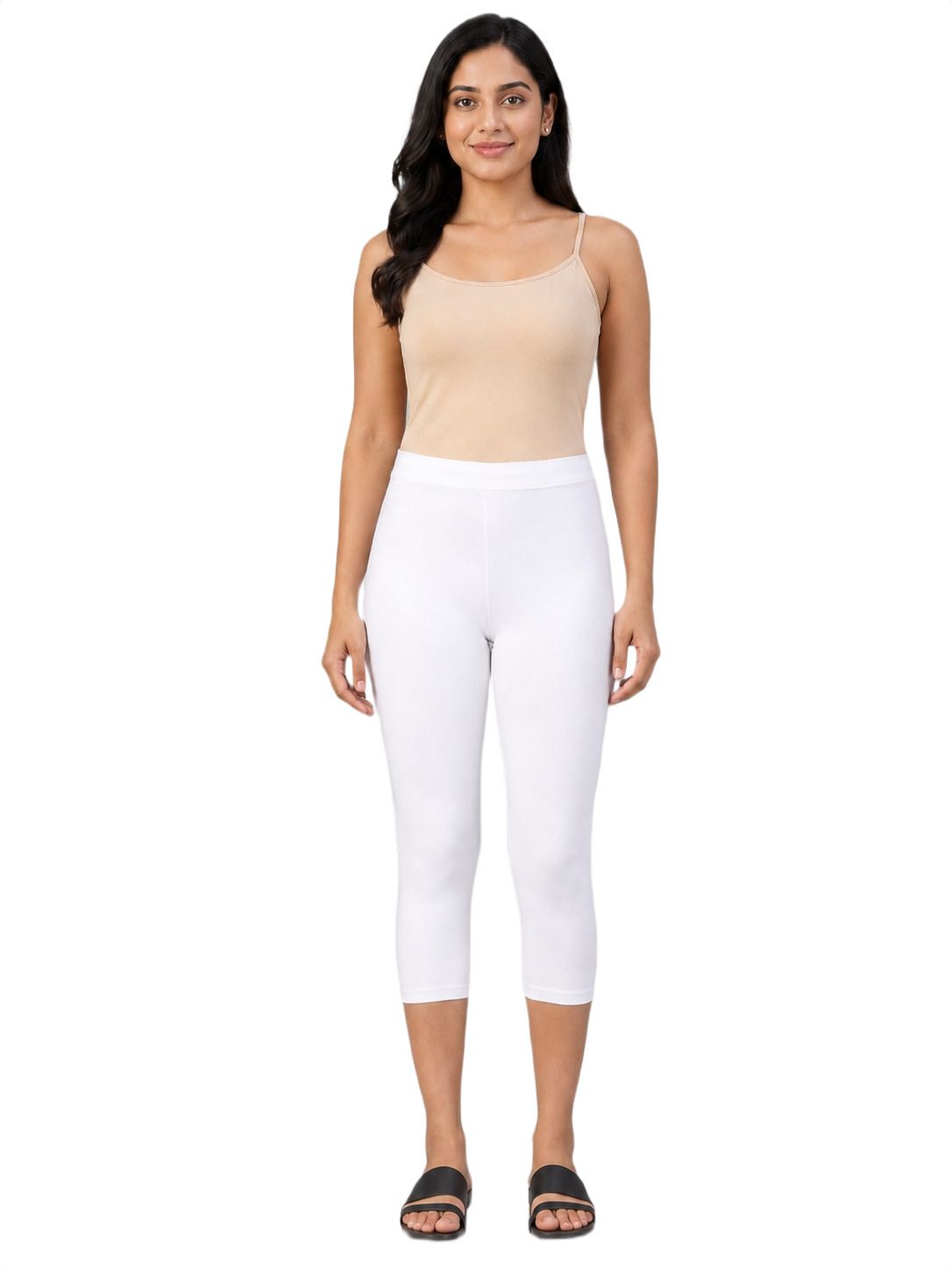 Tony Max Women Cotton Lycra Capri Leggings - White Women White Capri-picture-13