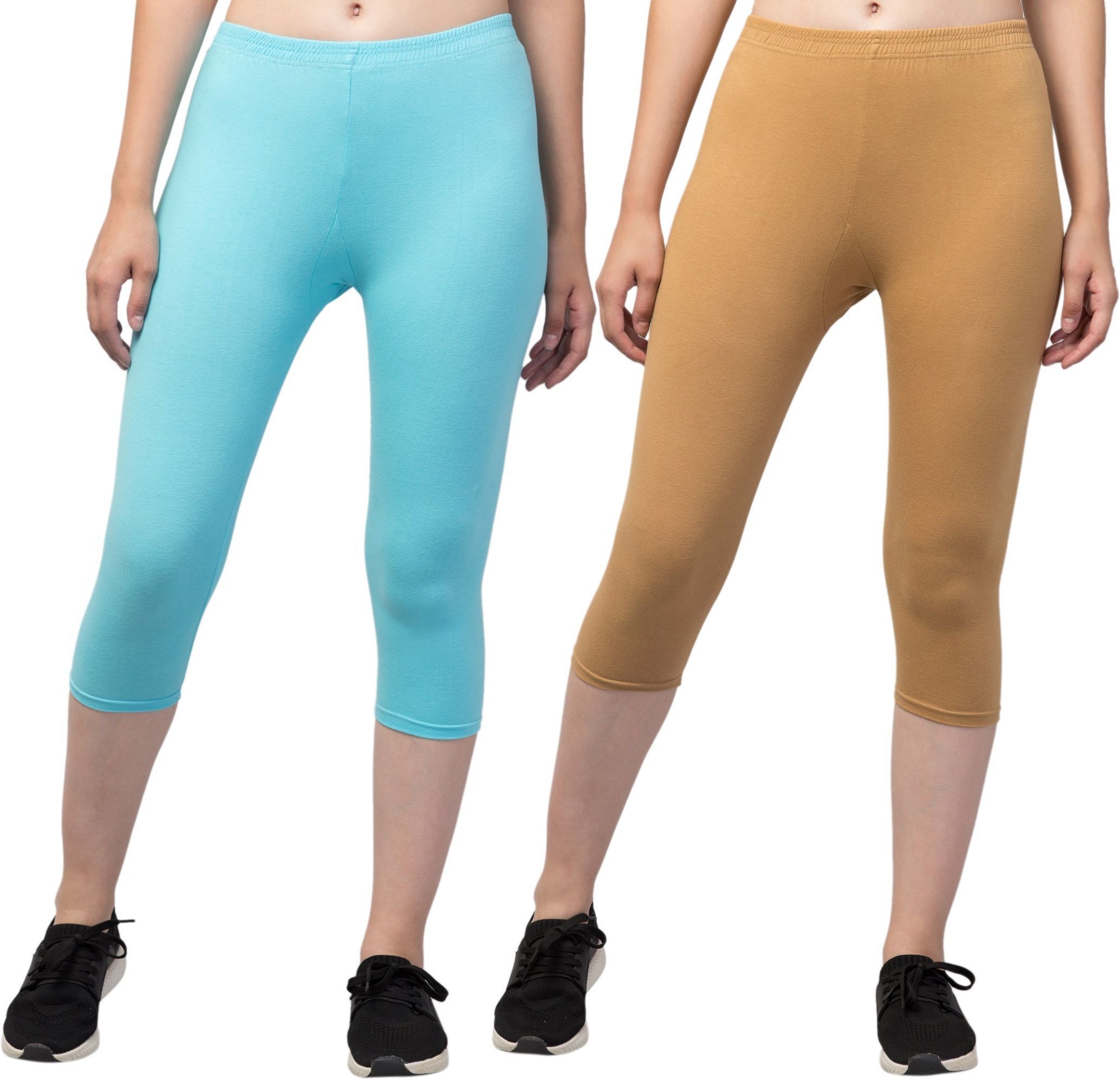 klowtcotrend Women Light Blue, Beige Capri-picture-22